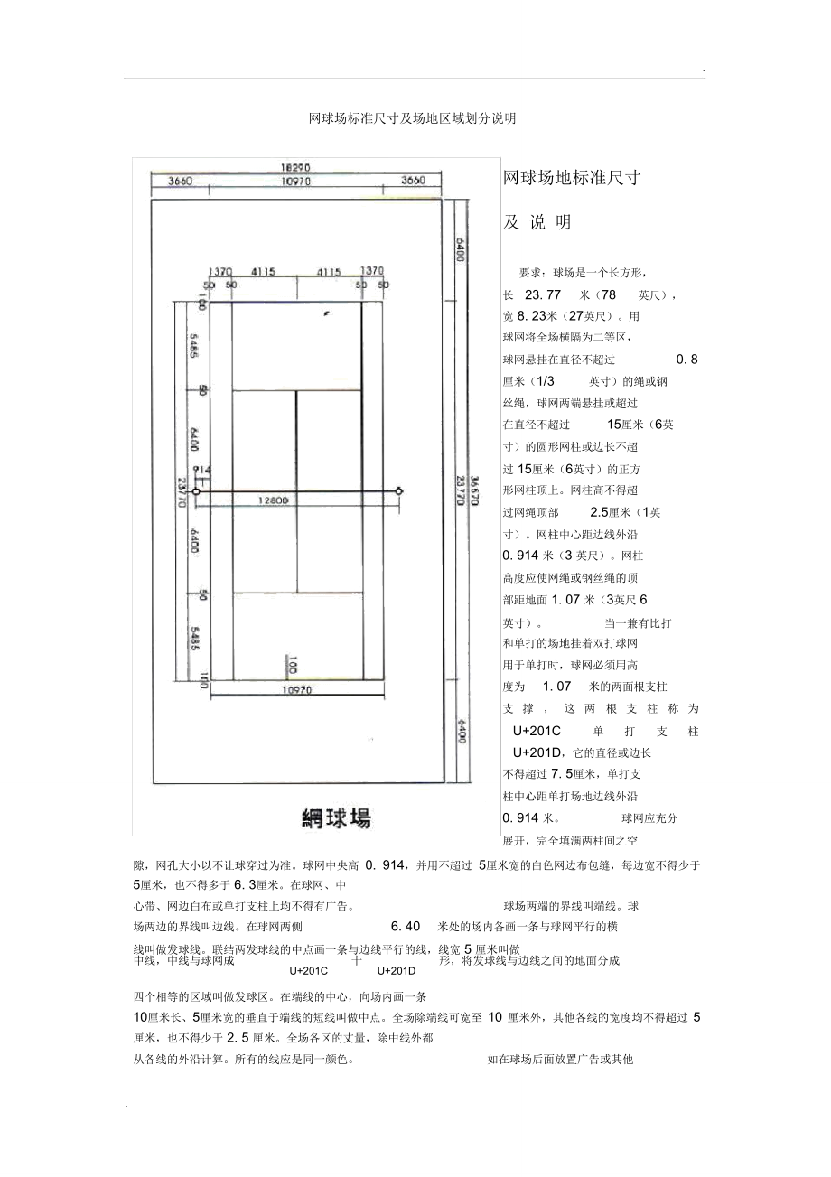 网球场尺寸标准尺寸国(网球场尺寸标准尺寸高度)